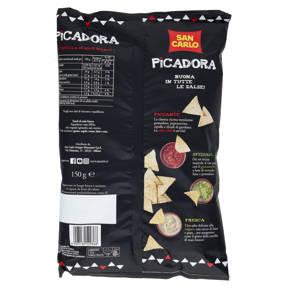 San Carlo Picadora Tortilla di Mais Bianco 150 g
