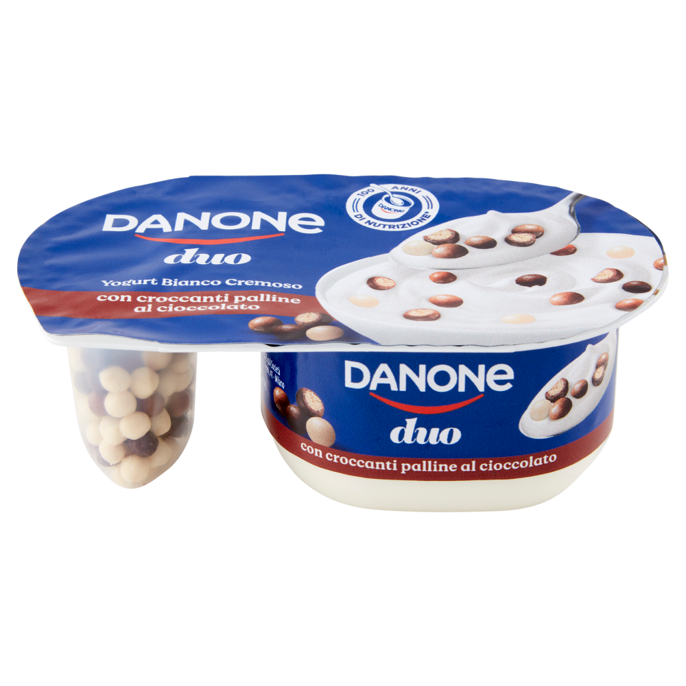 Danone Duo, Yogurt Bianco Cremoso con Croccanti Palline al Cioccolato, 98g