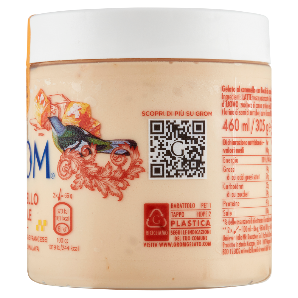 Grom Caramello al Sale con Caramello Belga e Francese e Sale Rosa dell'Himalaya 305 g