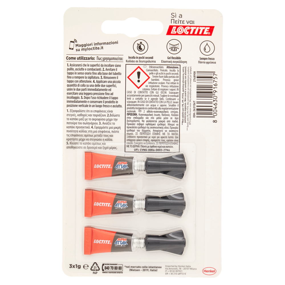 LOCTITE Super Attak MiniTrio Power Flex 3 x 1 g