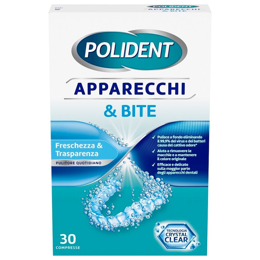 Polident Apparecchi e Bite, Pulitore Apparecchi, Allineatori, Bite 30 compresse