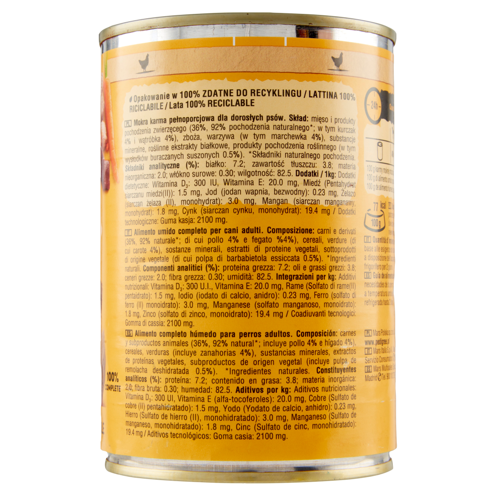 Pedigree Cibo Umido Cane con Pollo e Carote in Gelatina 400 g