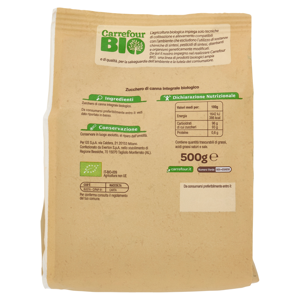 Carrefour Bio Zucchero di canna integrale 500 g