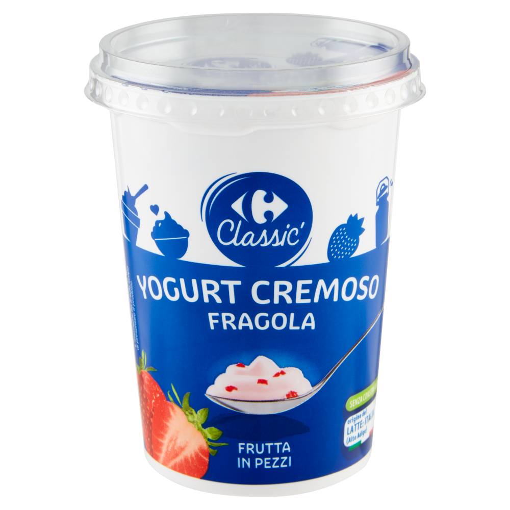 Carrefour Classic Yogurt Cremoso Fragola Frutta in Pezzi 500 g