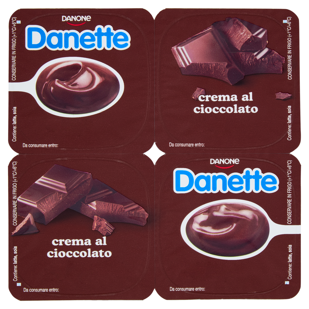 DANETTE, budino gusto cioccolato, fresco dessert, Senza Conservanti, Senza Glutine, 4x125g
