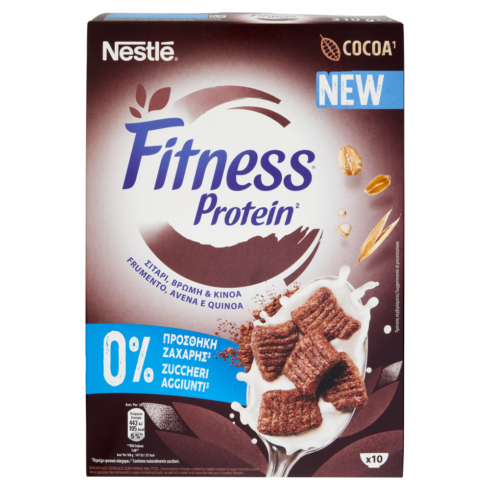 FITNESS Protein Cacao Cereali Integrali con Frumento, Avena e Quinoa 310g