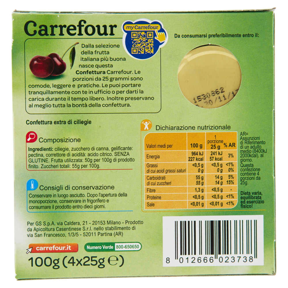 Carrefour Confettura extra Ciliegia 4 x 25 g