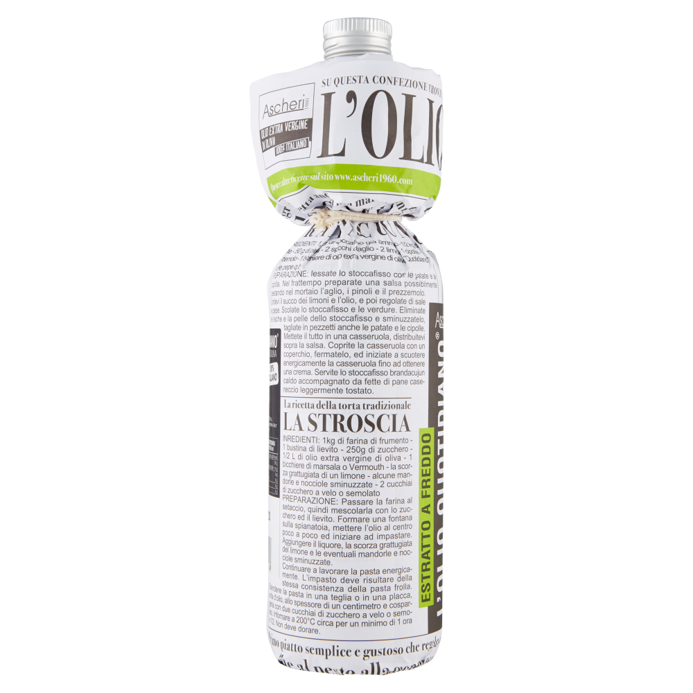 Ascheri 1960 l'Olio Quotidiano olio extra vergine di oliva 100% Italiano 750 ml