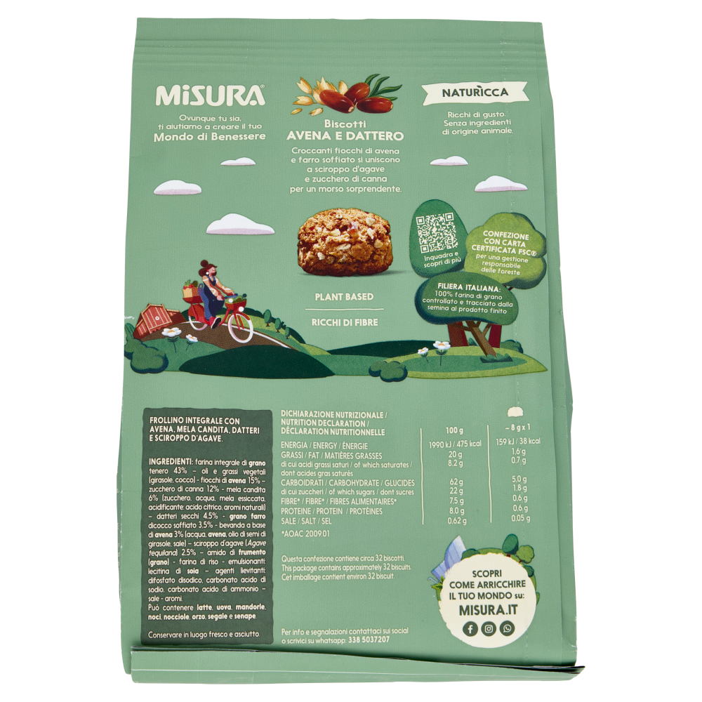 Misura Naturìcca Biscotti Avena e Dattero Plant Based 260 g