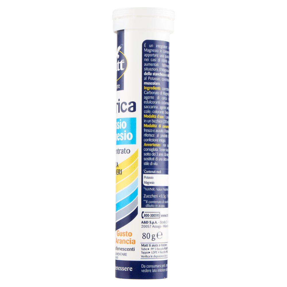 Matt Benessere Ricarica Potassio & Magnesio Gusto Arancia 20 compresse effervescenti 80 g