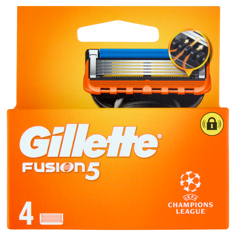 Gillette Fusion5 Uefa Champions League Lamette di ricambio per Rasoio da Uomo, 4 Ricariche