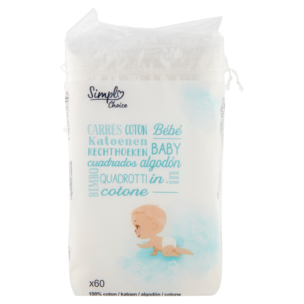 Simpl Choice Quadrotti in cotone Bimbo 60 pz