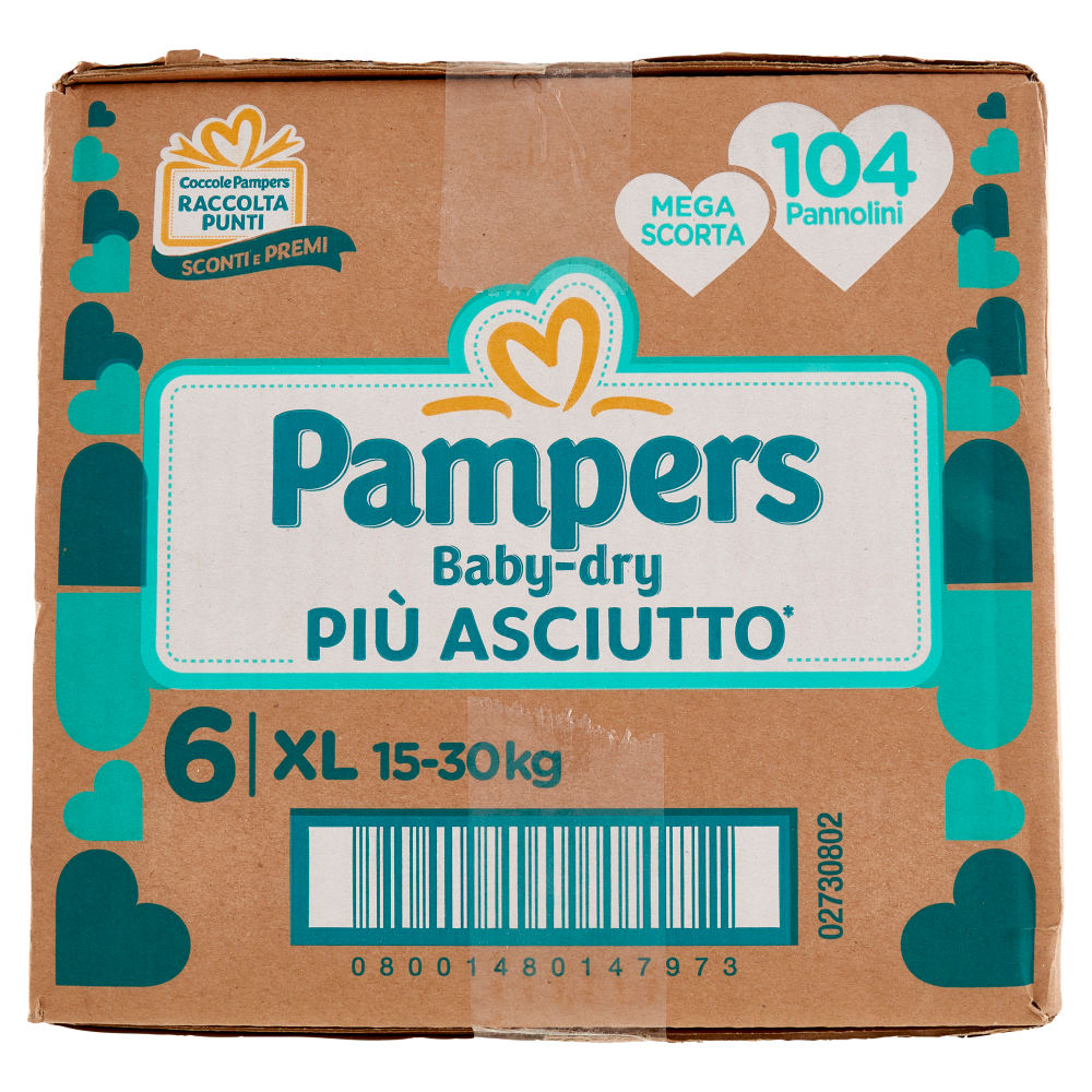 Pampers Baby-dry XL 104 pz