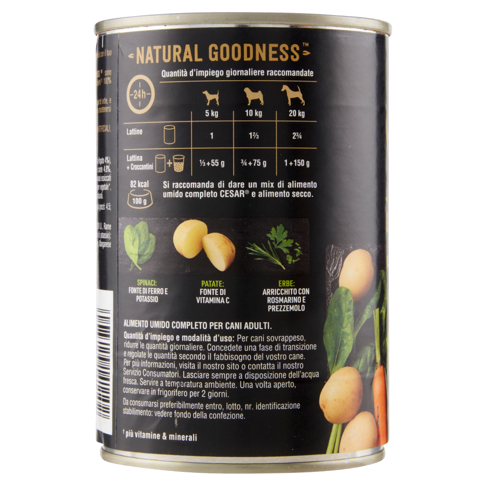 Cesar Natural Goodness Ricco di Agnello, Guarnito con Carote, Patate e Spinaci 400 g