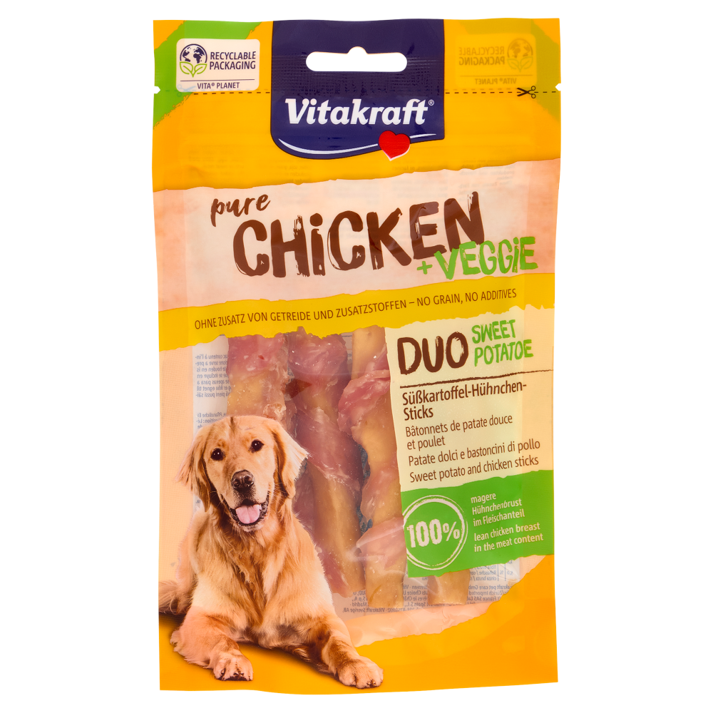 Vitakraft pure Chicken + Veggie Duo Sweet Potatoe Patate dolci e bastoncini di pollo 80 g