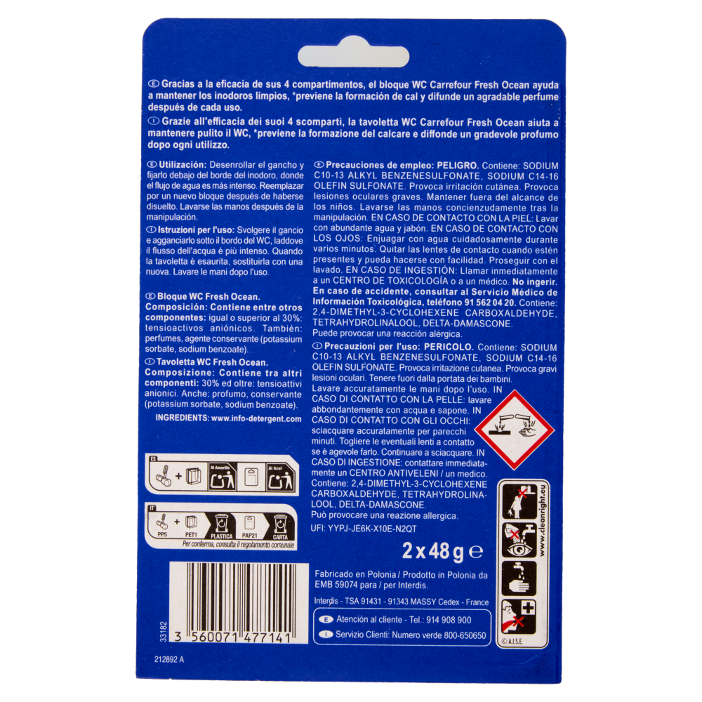 Carrefour Expert Tavoletta WC Fresh Ocean 2 x 48 g