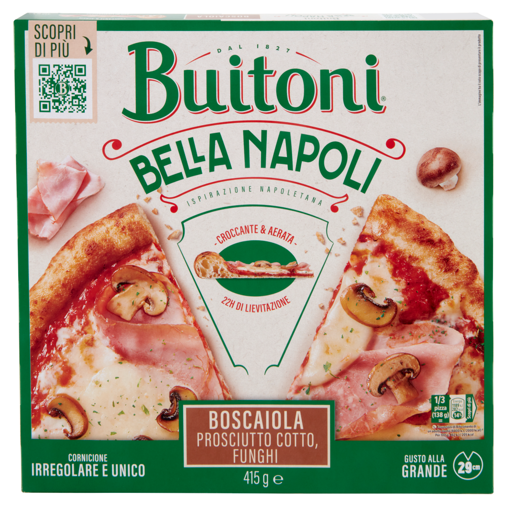 BUITONI Bella Napoli Prosciutto e Funghi Pizza surgelata (1 pizza) 415g