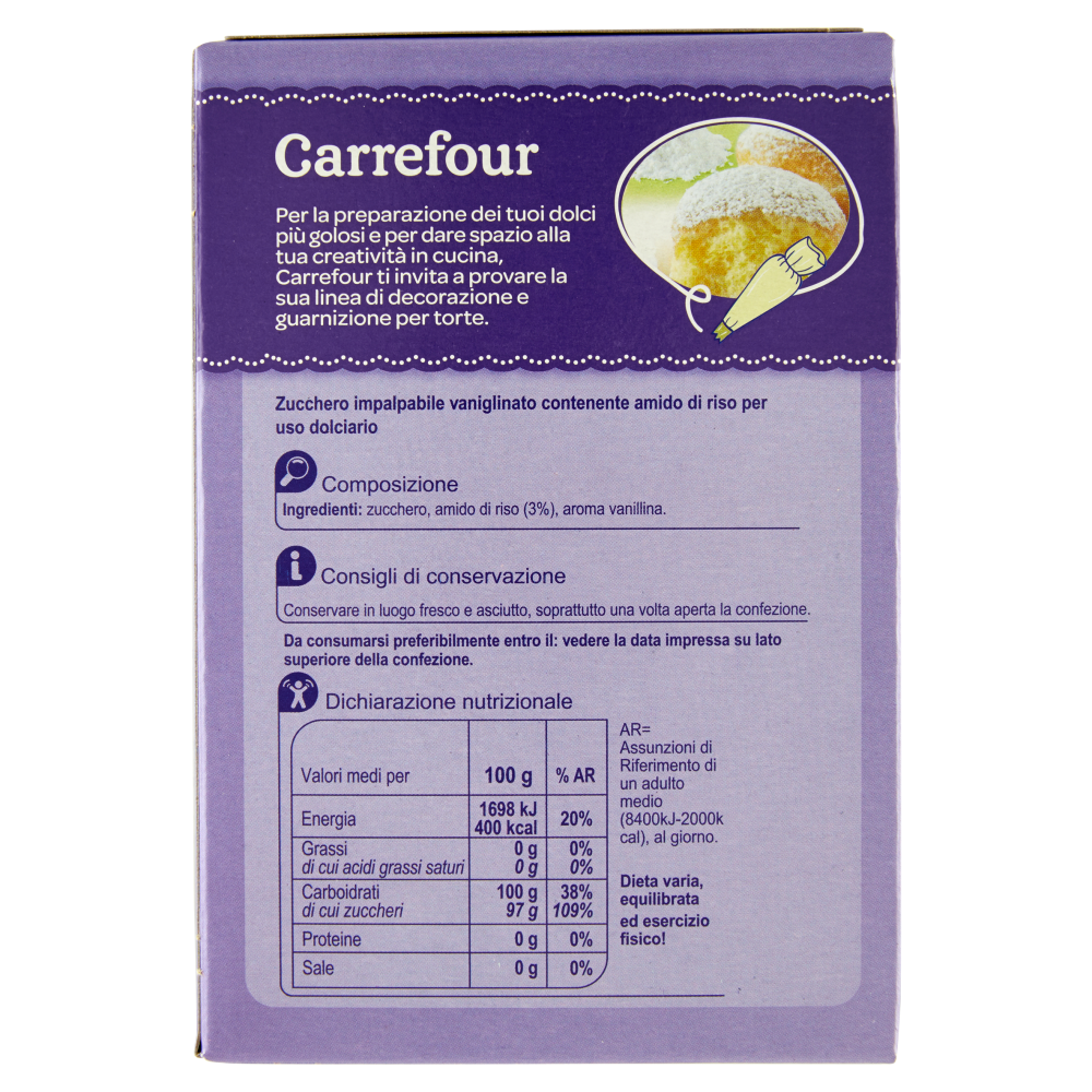 Carrefour Dolci & Decori Zucchero a velo Vanigliato 125 g
