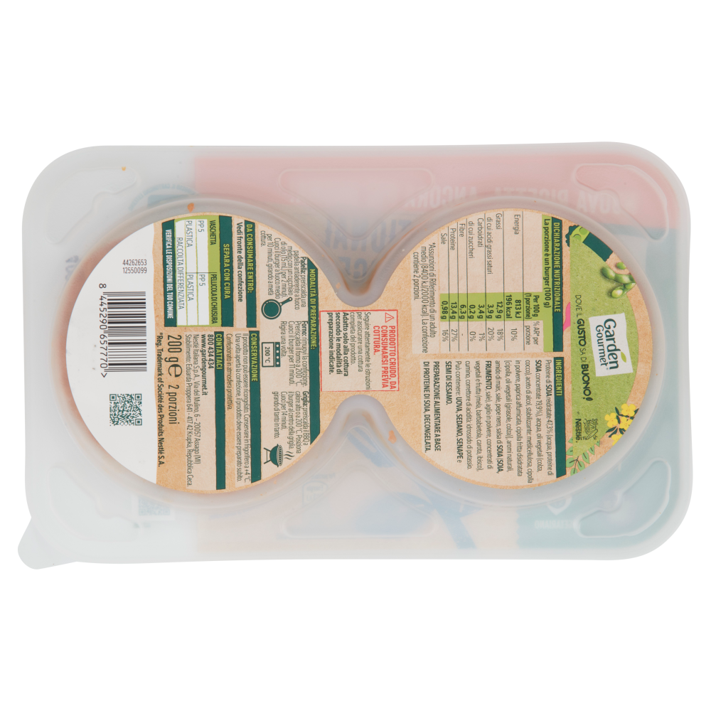 GARDEN GOURMET Sensational BBQ Burger Vegetariano di Soia 2 pezzi 200 g