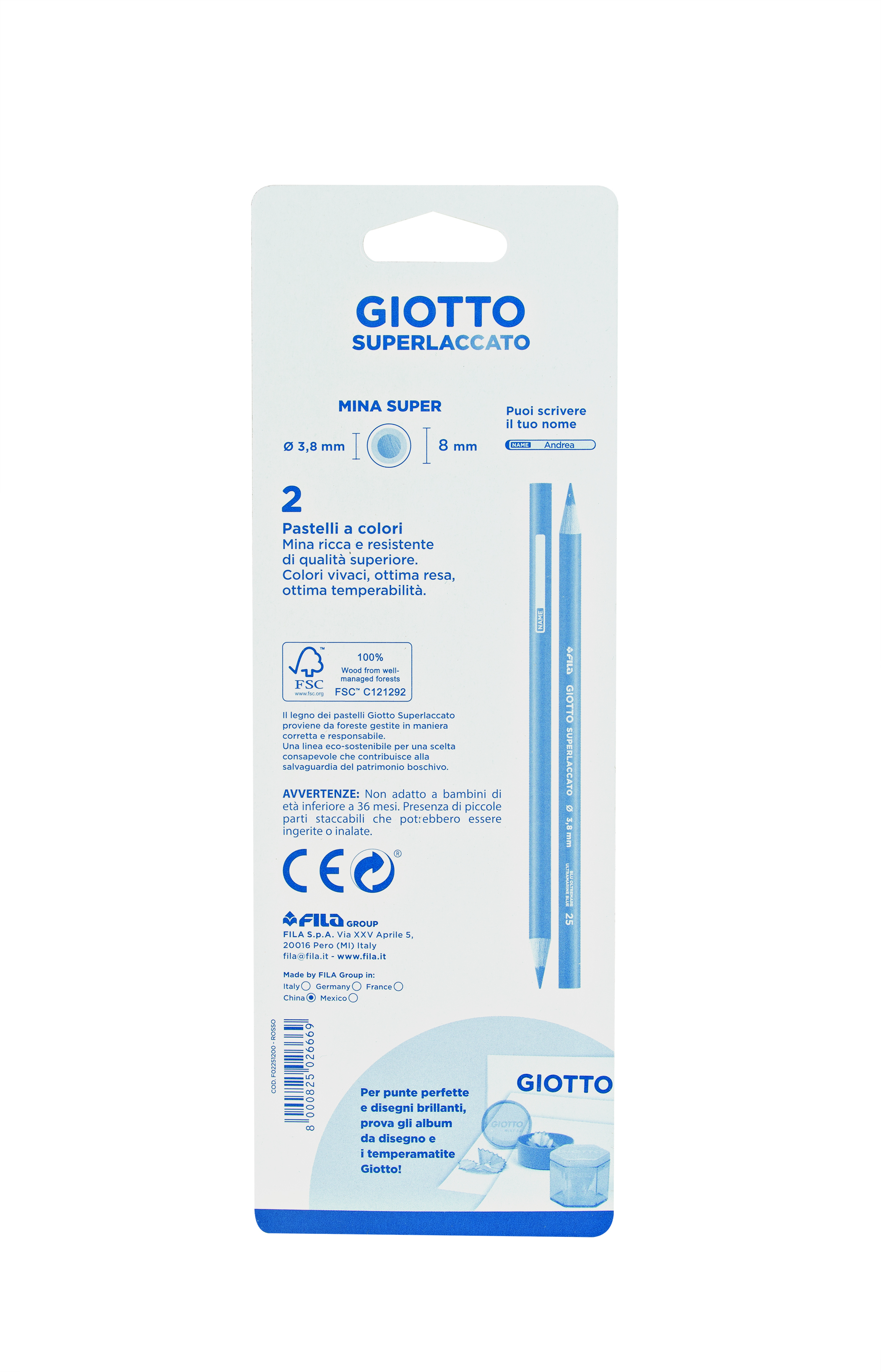Giotto Superlaccato rosso blister 2 pezzi