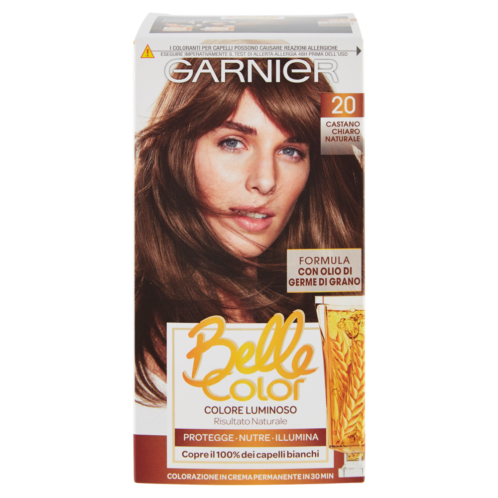Garnier Belle Color Colore Luminoso, Tinta per Capelli Bianchi 20 Castano Chiaro Naturale