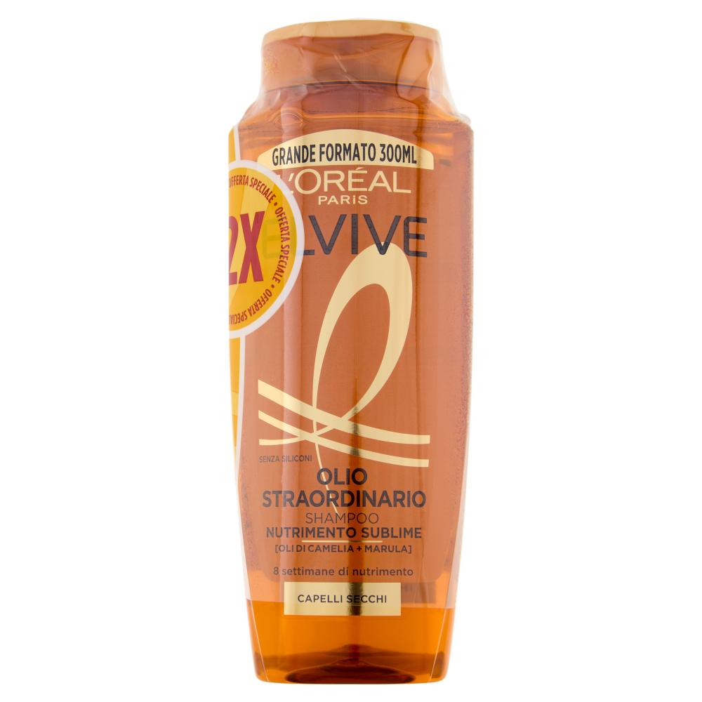 Elvive Olio Straordinario Shampoo Nutrimento Sublime, per Capelli Secchi 2 x 300 ml