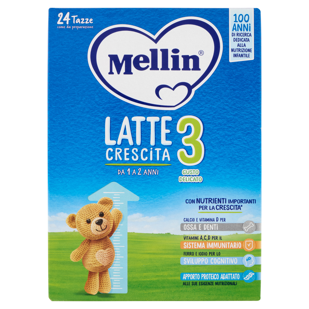 MELLIN 3 - Latte Crescita in Polvere, Fonte di Ferro e Iodio, dal 12&deg; al 24&deg; mese, 770g