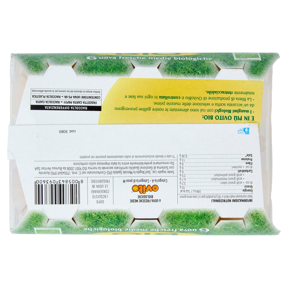 Ovito Bio 6 uova fresche medie biologiche