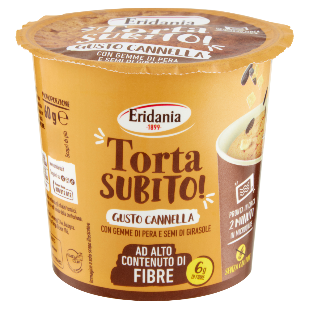 Eridania Torta Subito! Gusto Cannella con Gemme di Pera e Semi di Girasole 60 g