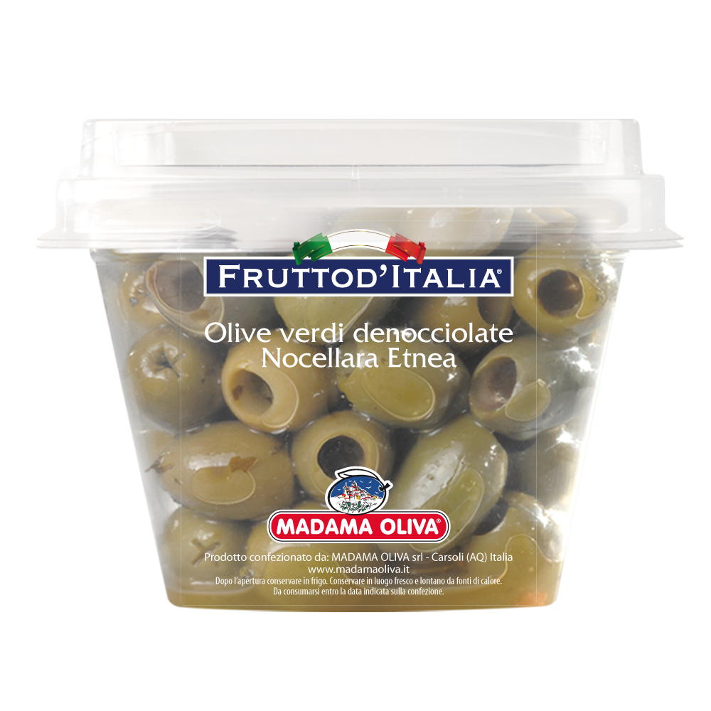 Madama Oliva il Frutto d'Italia Olive Nocellara Etnea Verdi Denocciolate 200 g