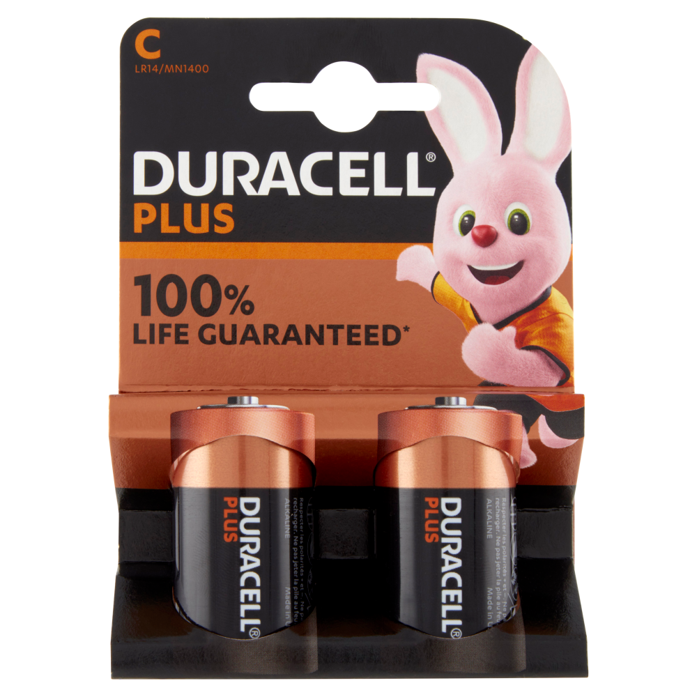Duracell Plus C Batterie Mezza-Torcia Alcaline 1.5V LR14 MX1400 confezione da 2 Pile Duracell