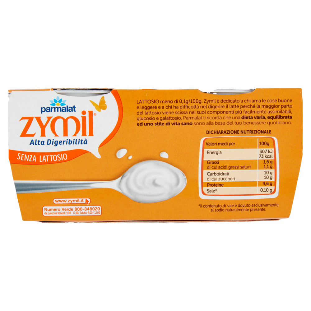 ZYMIL Alta Digeribilità Senza Lattosio Yogurt Bianco 2 x 125 g
