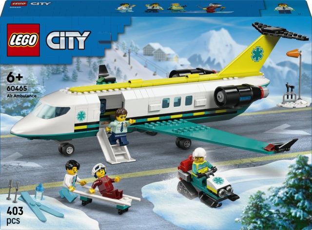 LEGO City 60465 Aereo Ambulanza di Emergenza Giocattolo con 4 Minifigure, Gatto delle Nevi e Accessori, Idea Regalo 6+ Anni