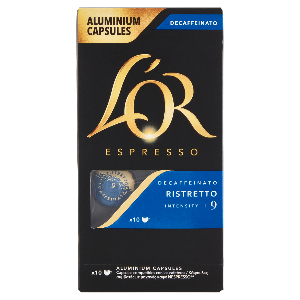 L'Or Espresso Decaffeinato Ristretto 9- 10 Capsule Caff&egrave; Comp. con Macchine Nespresso*&reg; Original 52g