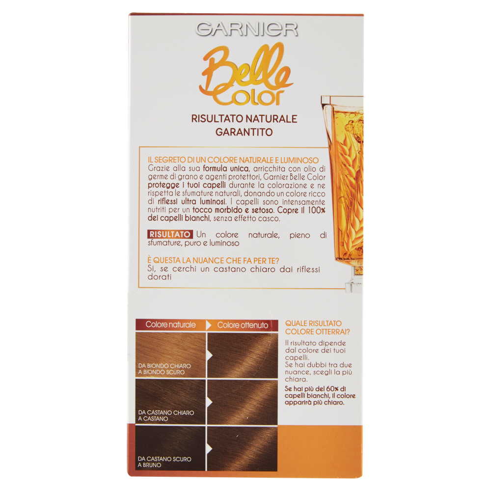 Garnier Belle Color Colore Luminoso, Tinta per Capelli Bianchi 21 Castano Chiaro Dorato Naturale