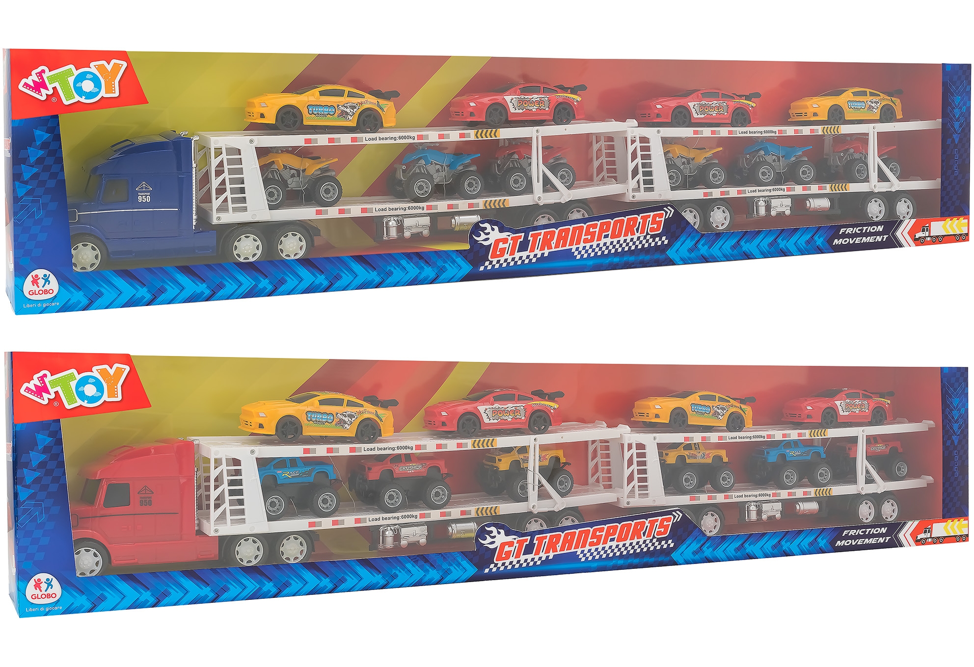 GLOBO Camion bisarca a frizione con 10 veicoli