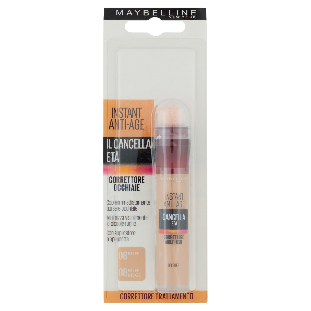 Maybelline New York Correttore Liquido Il Cancella Età, Copre Occhiaie e Piccole Rughe, 08 Buff