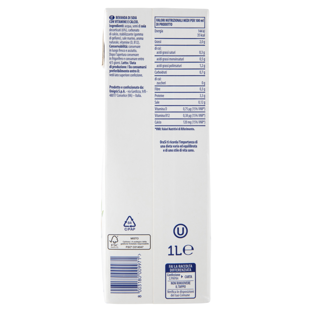 OraSì Soia Zero Zuccheri 1 L