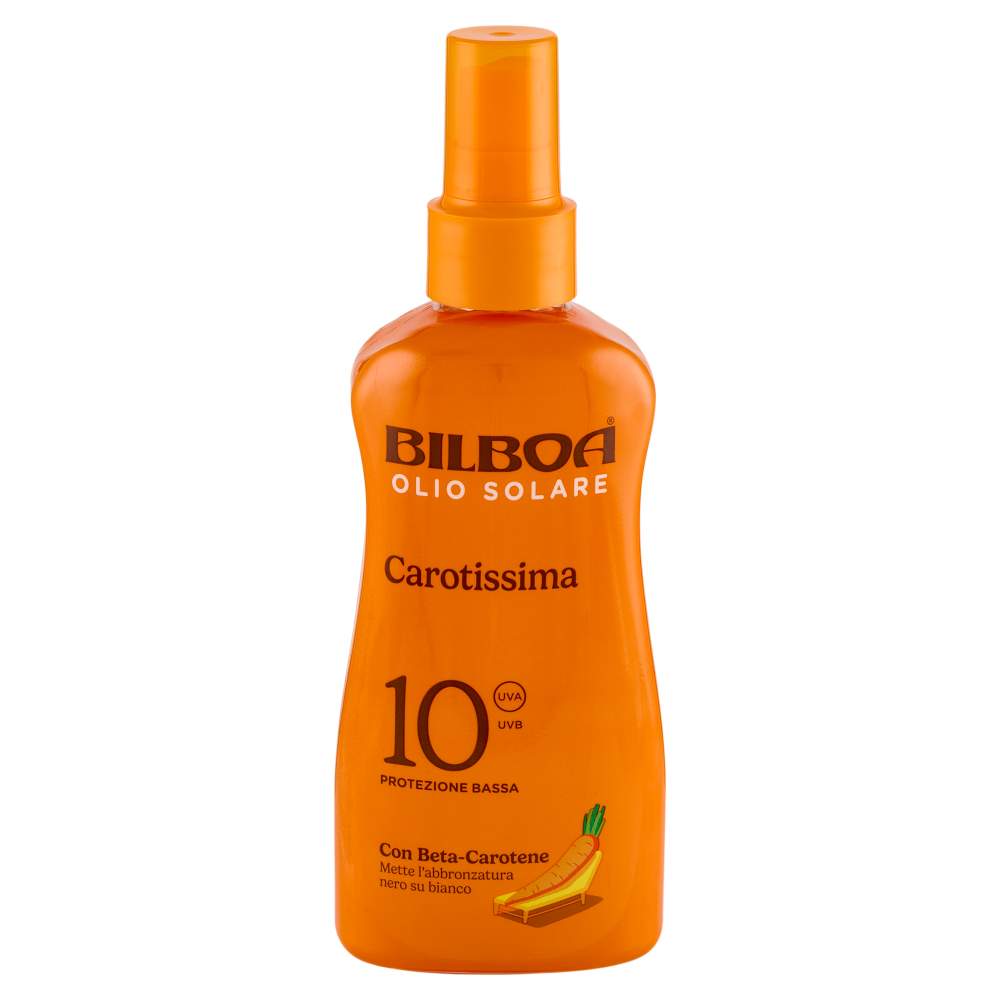 Bilboa Carotissima Olio Solare 10 Protezione Bassa con Beta-Carotene 200 ml