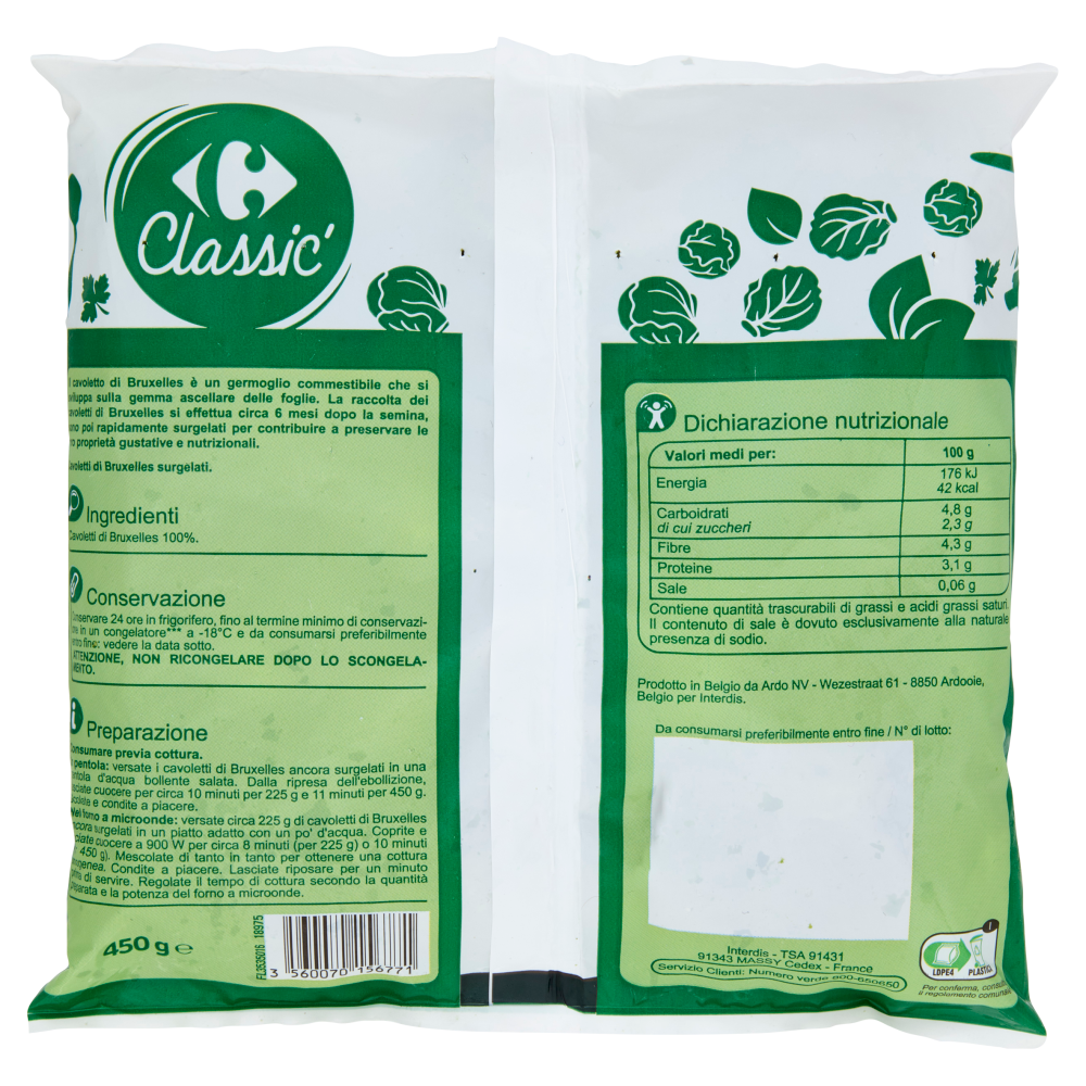 Carrefour Classic Cavoletti di Bruxelles Surgelato 450 g