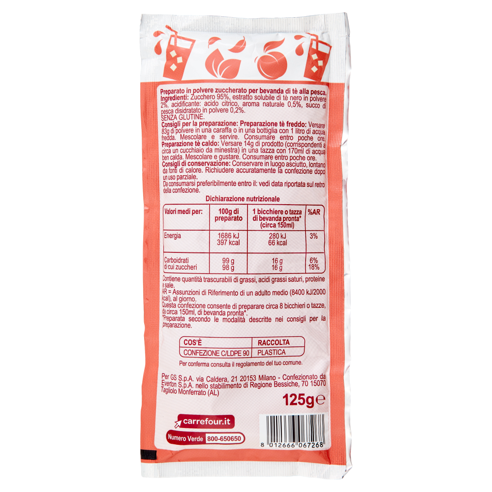 Carrefour Classic Preparato Solubile Tè alla Pesca 125 g