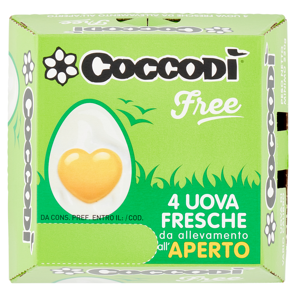 Coccodì Free 4 Uova Fresche da allevamento all'Aperto 220 g