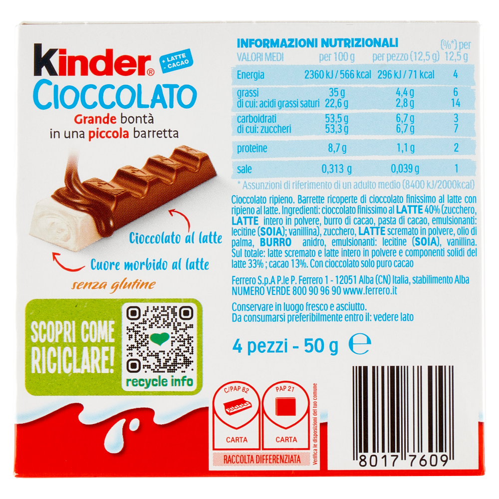 Kinder Cioccolato 4 x 12,5 g