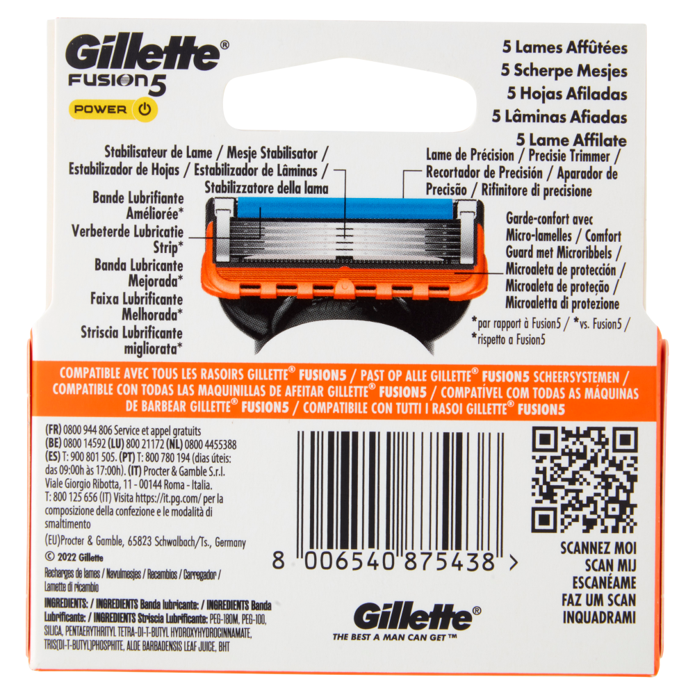 Gillette Fusion 5 LAMETTE DA BARBA, 11 RICAMBI da 5 lame