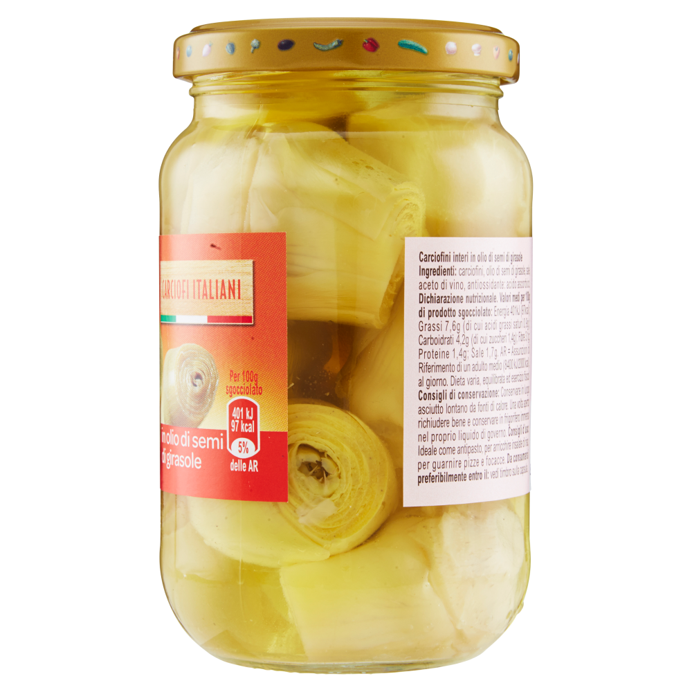 Carrefour Sottolio Carciofini Interi in olio di semi di girasole 340 g