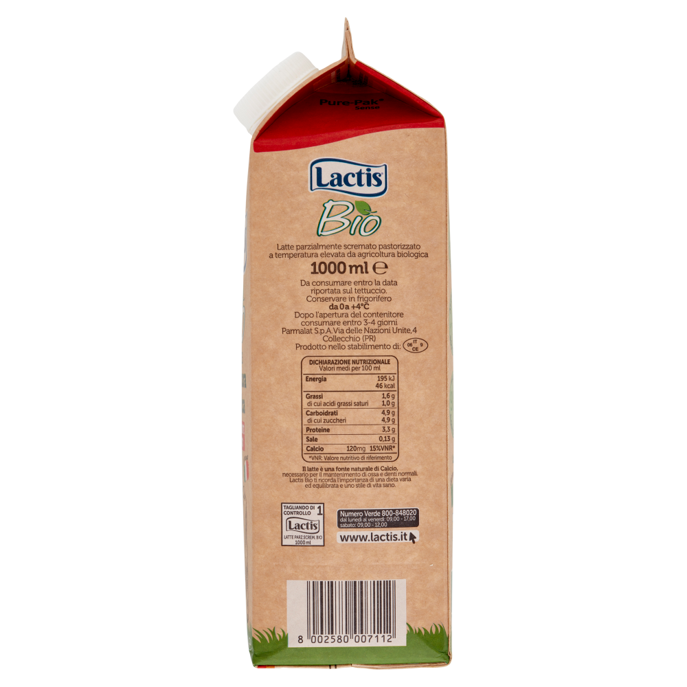 Lactis Bio Latte da Agricoltura Biologica Parzialmente Scremato 1000 ml