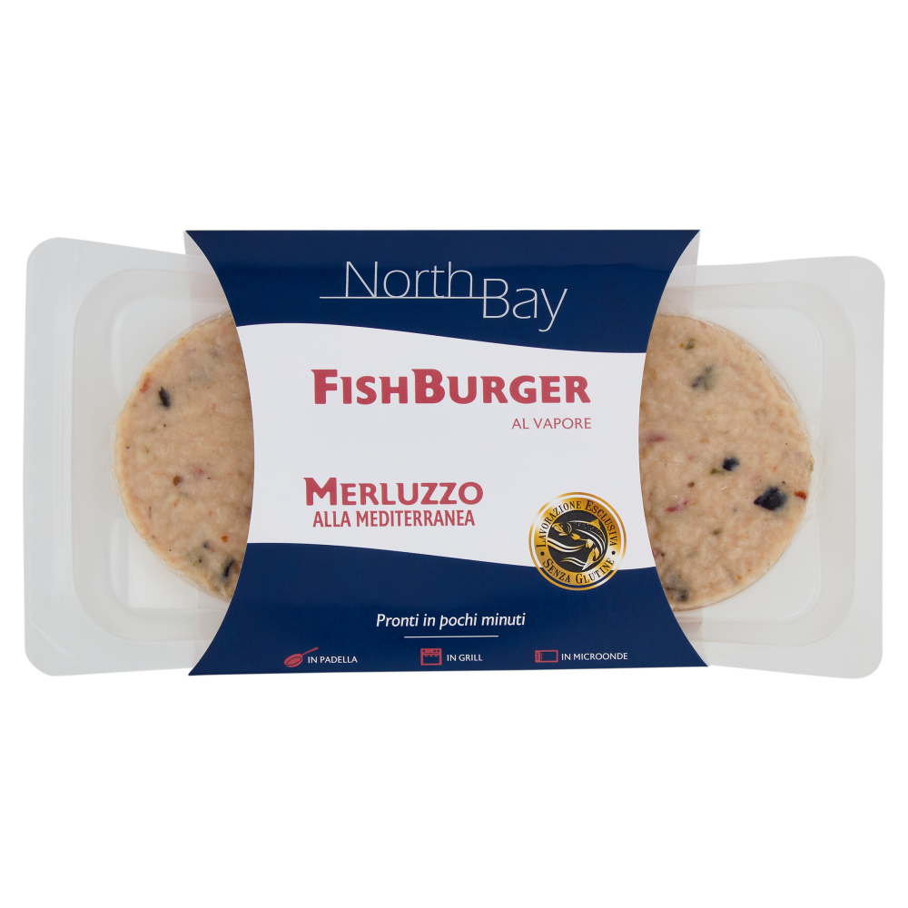 North Bay FishBurger al Vapore Merluzzo alla Mediterranea 160 g