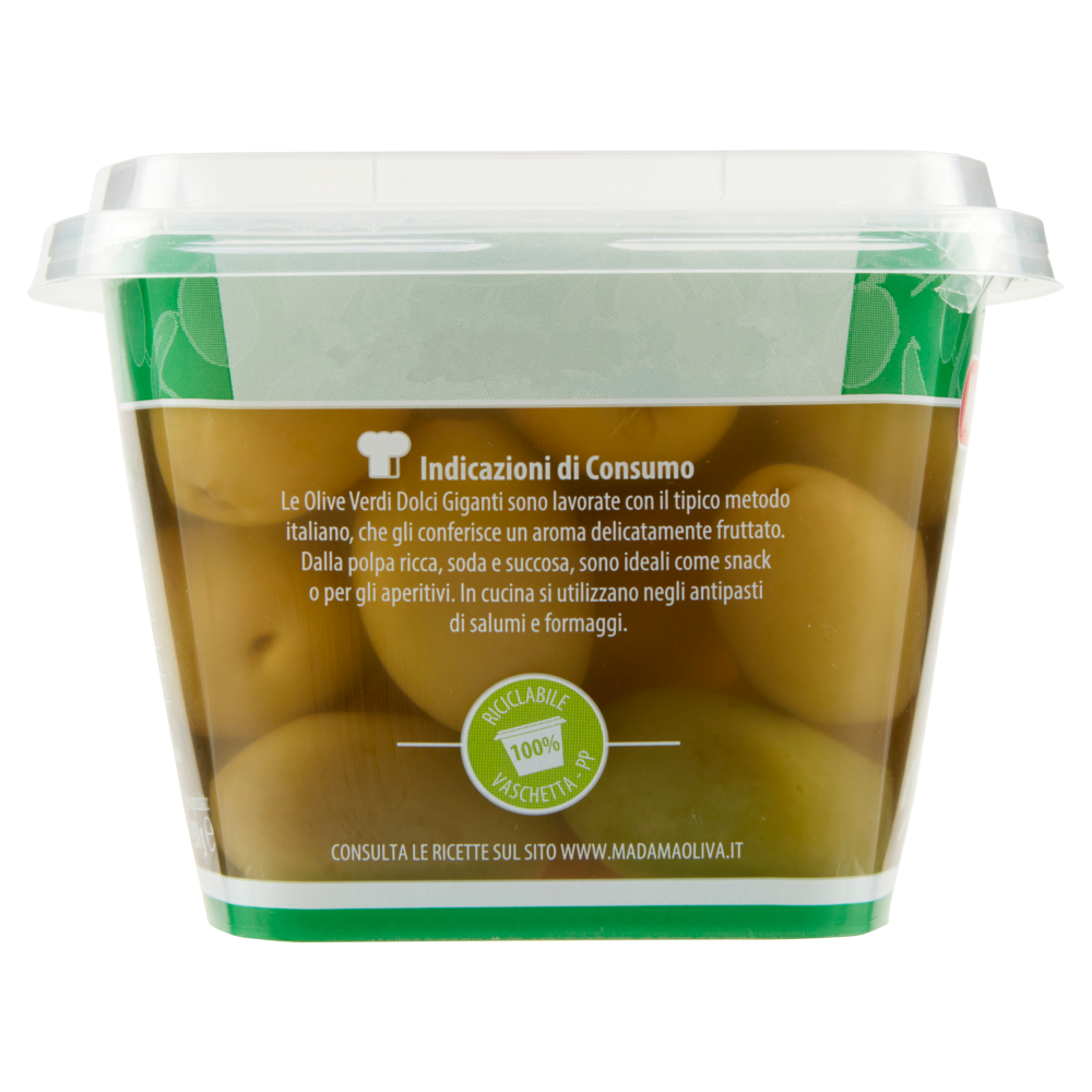 Madama Oliva il Frutto di Grecia Olive Halkidiki Verdi Dolci Giganti 480 g