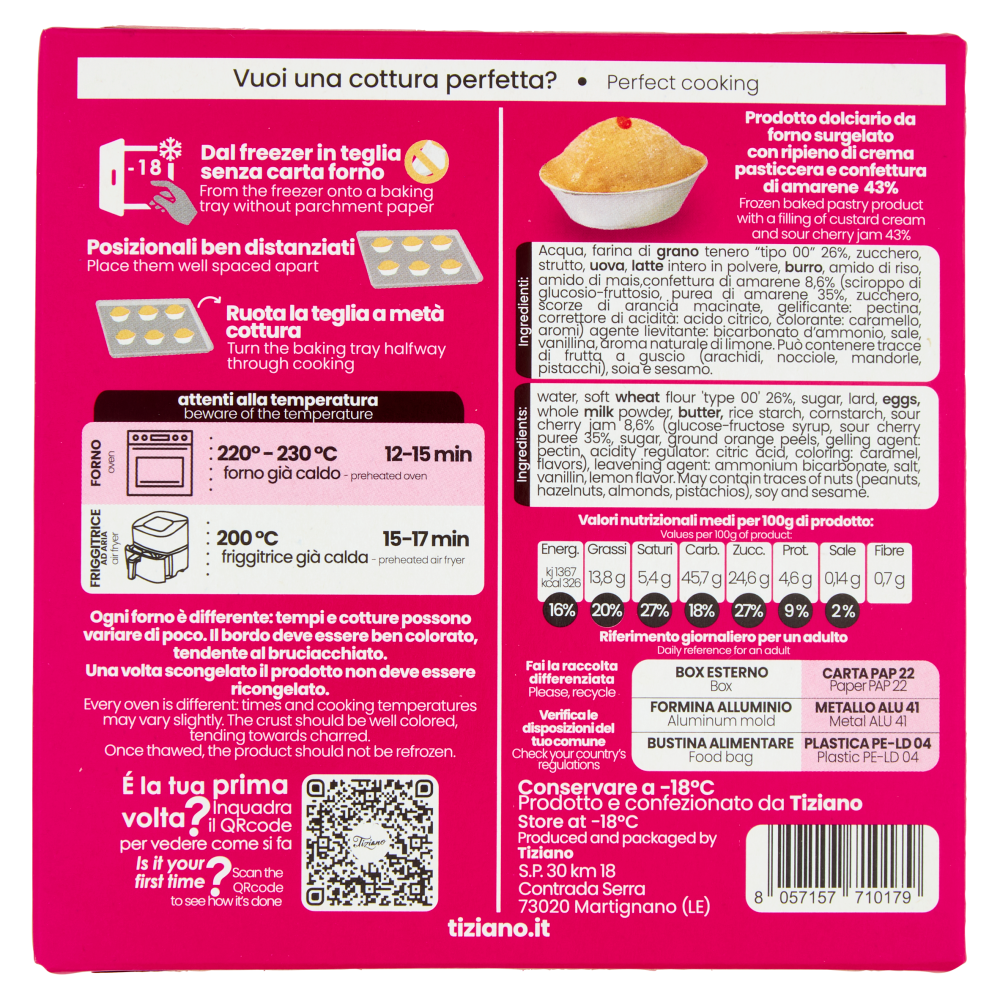 Tiziano Pasticciotto crema e amarena 4 x 60 g