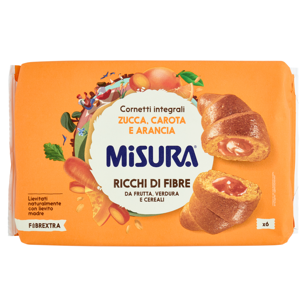 Misura Fibrextra 6 Cornetti integrali Zucca, Carota e Arancia 308 g